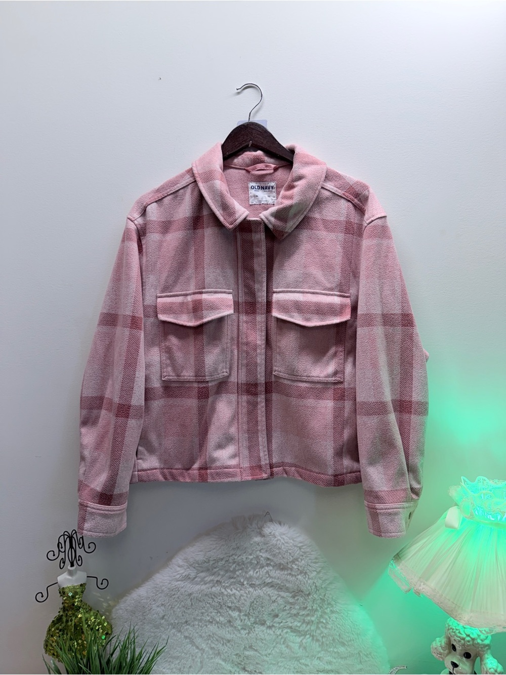 Old Navy Pink Plaid Shacket Summer Light Weight Cabincore Girlhoodcore Jacket 💝
